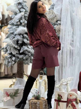 Pantalon dama bordo scurt cu buzunare [3]