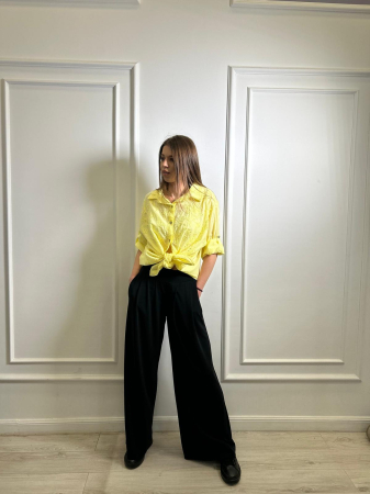 Imbracaminte dama - Haine cu suflet - Pantalon dama negru cu pliuri in fata