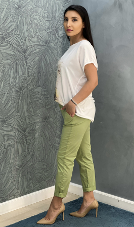 Promotii actuale - Pantaloni colorati cu snur in talie