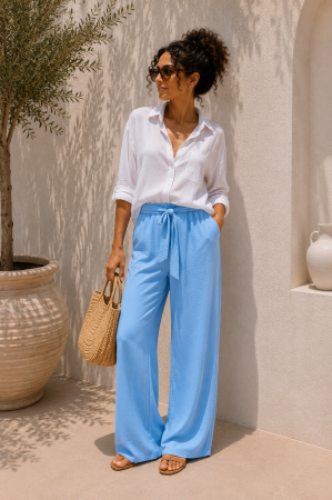 Colectia NOUA - Pantaloni dama bleu din vascoza