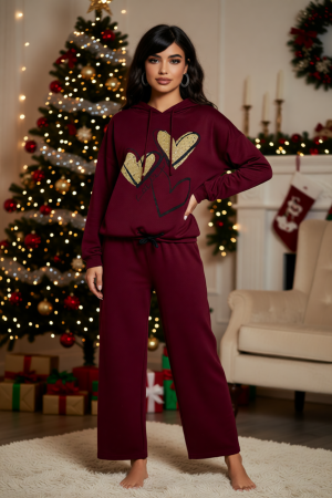 Pantaloni dama bordo drepti tricotati [1]