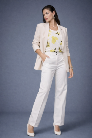 Pantaloni si blugi - Pantaloni dama conici albi cu buzunare si nasturi