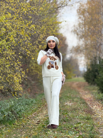 Pantaloni dama crem tricotati [4]