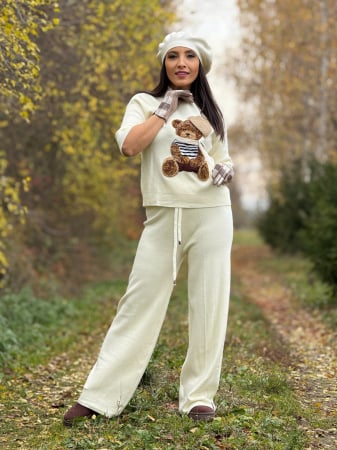 Imbracaminte dama - Haine cu suflet - Pantaloni dama crem tricotati