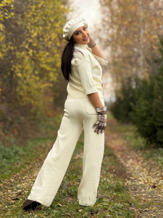 Pantaloni dama crem tricotati [5]