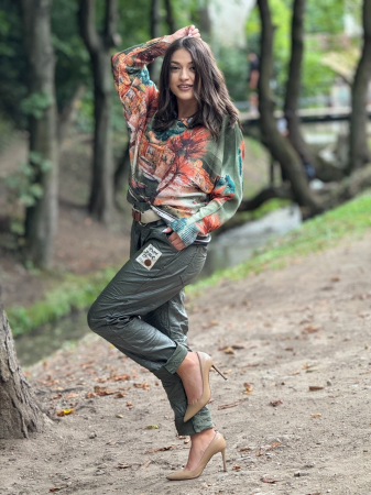 Pantaloni dama cu curea si patch decorantiv [1]
