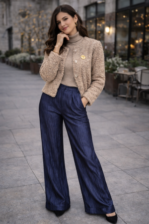 Imbracaminte dama - Haine cu suflet - Pantaloni dama evazati indigo