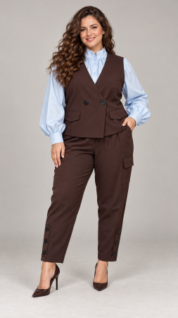Colectia NOUA - Pantaloni dama maro cu buzunar pe lateral