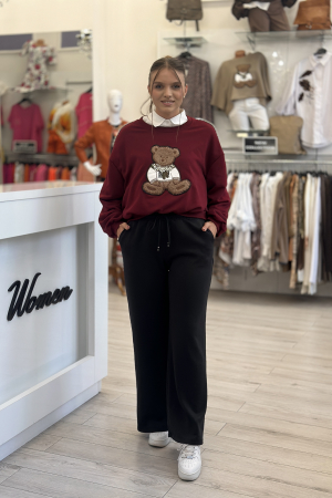 Pantaloni dama negrii cu snur negru si elastic in talie [1]