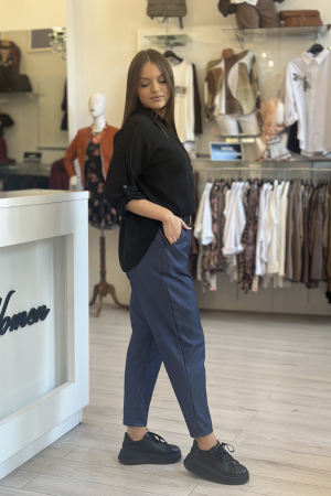 Pantaloni jeansi dama cu irizatie metalica [2]