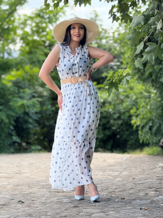 Rochie alba cu buline albastre [1]