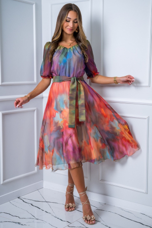 Rochii de eveniment - Rochie din voal multicolora