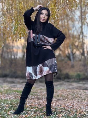 Rochie neagra cu gluga si imprimeu artistic [1]