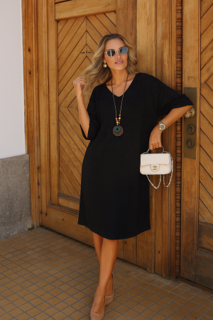 Colectia de TOAMNA - Rochie scurta neagra cu maneci