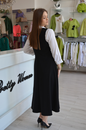 Rochie tip sarafan neagra din stofa [2]