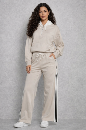 Trening - Trening dama bej cu gluga alba