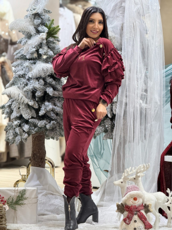 Trening dama bordo cu volanase la maneci [3]