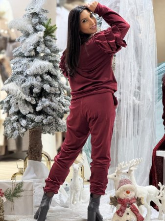 Trening dama bordo cu volanase la maneci [5]