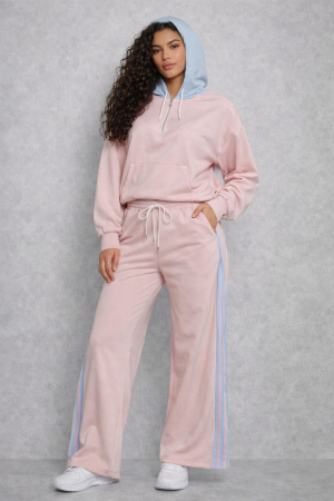 Trening - Trening dama roz cu gluga bleu