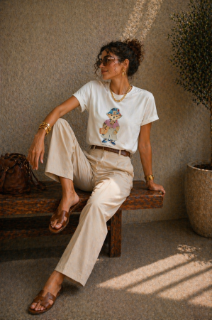 Imbracaminte dama - Haine cu suflet - Tricou dama alb cu imprimeu ursulet - Holiday Time