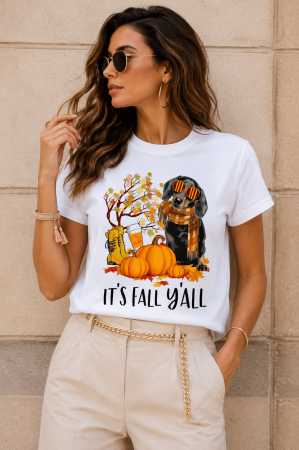 Noutati - Tricou dama casual alb - Autumn Dog - Bumbac Organic