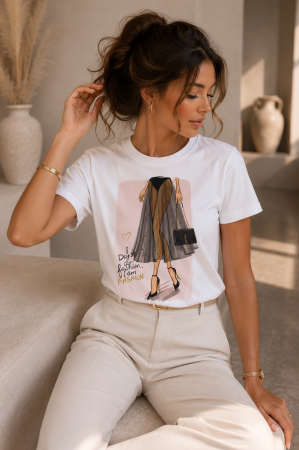 Noutati - Tricou dama casual alb - I Am Fashion - Bumbac Organic