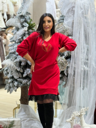 Tunica dama rosie cu anchior si pietricele aplicate [1]