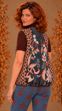 Vesta - Vesta dama neagra scurta cu impirmeu floral