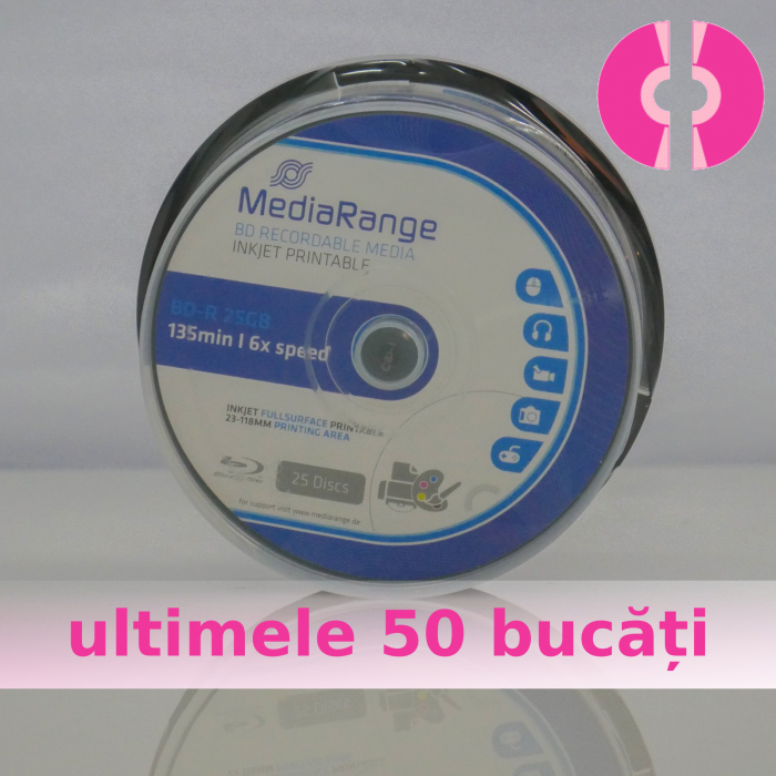 MediaRange BD-R 6X full printabil alb mat CAKE 25 bucăți [1]