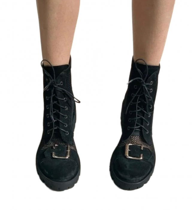 Ghete din piele naturală cu plasă Karina [2]