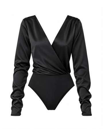 FEMEI - Body elegant cu maneci lungi din satin.