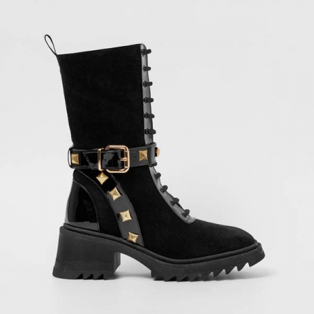 Ghete - Ghete din piele întoarsă cu accesorii Muselle damă
