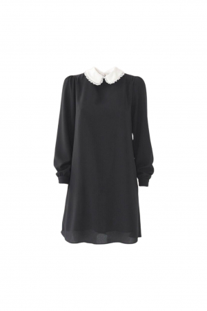 Rochii - Rochie mini neagră cu guler