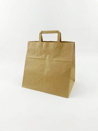 Pungi de hartie cu maner plat - Punga Tip BISTRO - Kraft natur - manere plate
