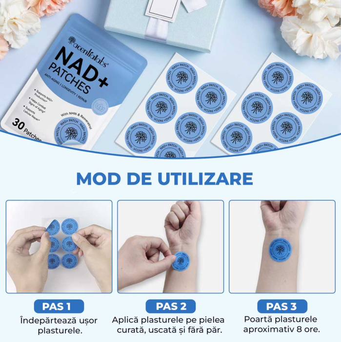 Plasturi NAD+ Anti-Imbatranire, Regenerare si Reparare Celulara cu Resveratrol si NMN, 30 buc-big