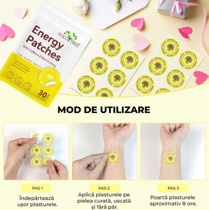 Plasturi Energie si Vitalitate cu Ginseng Rosu, Complex Vitamina B si Cafeina, 30 buc-big