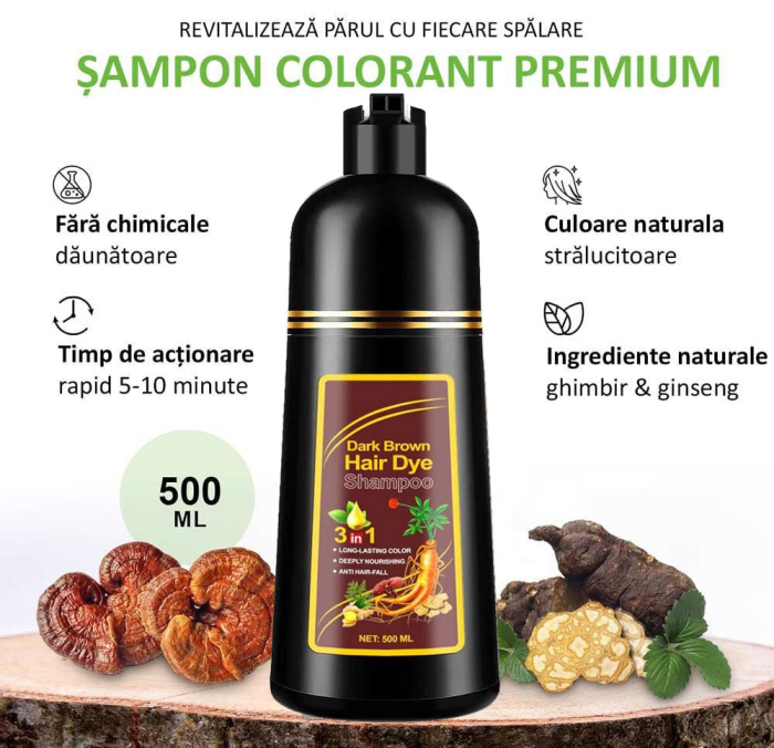 Sampon Colorant 3 in 1 Maro Inchis, 500 ml – Culoare Rezistenta, Hranire Intensa, Anti-Cadere-big