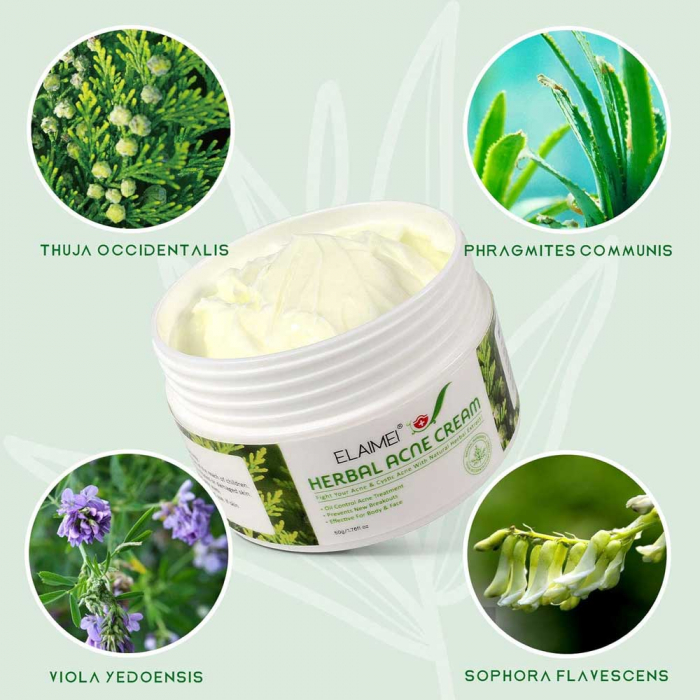 Cremă Tratament Anti-Acnee cu Extracte Vegetale pentru Ten Sensibil, Elaimei, 50 g-big