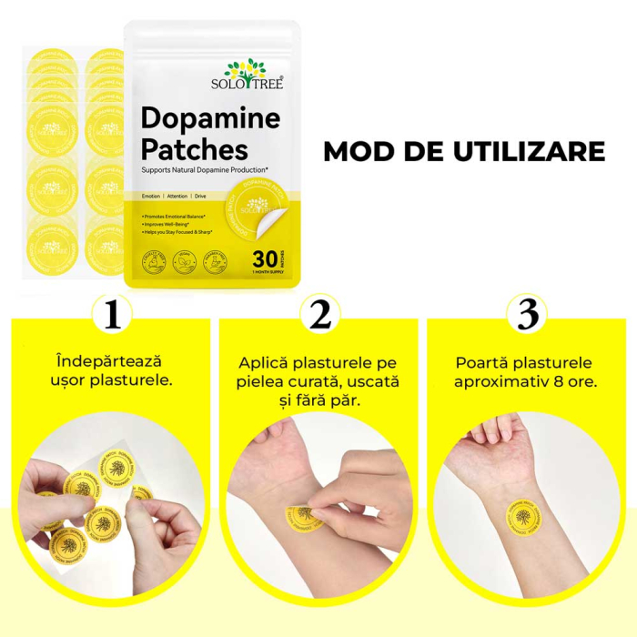 Plasturi Dopamina - Stare de Bine, Cresterea Motivatiei si Echilibru Emotional, 30 buc-big