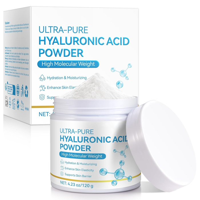 Pudra Acid Hialuronic 100% Pura pentru ten, Greutate Moleculara Mare, 120 g