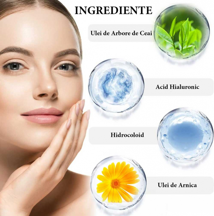Plasturi Hidrocoloidali Anti-Acnee, Set 20 Bucăți, Transparenți, Ultra-subțiri, Formulă Premium-big