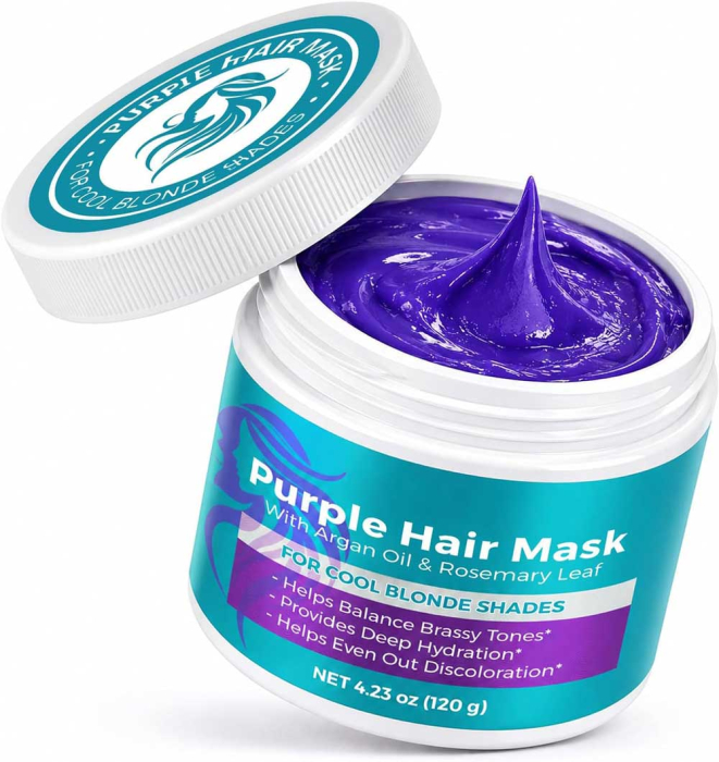 Masca de Par Violet pentru Neutralizarea Tonurilor Galbene cu Ulei de Rozmarin si Argan, 120g-big