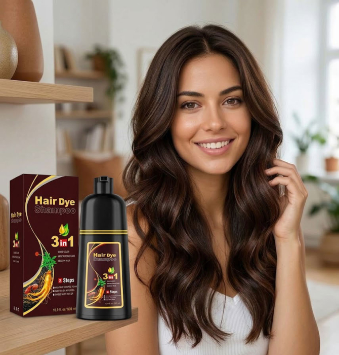 Sampon Colorant 3 in 1 - Saten Inchis, Acoperire Fire Albe, 500 ml-big