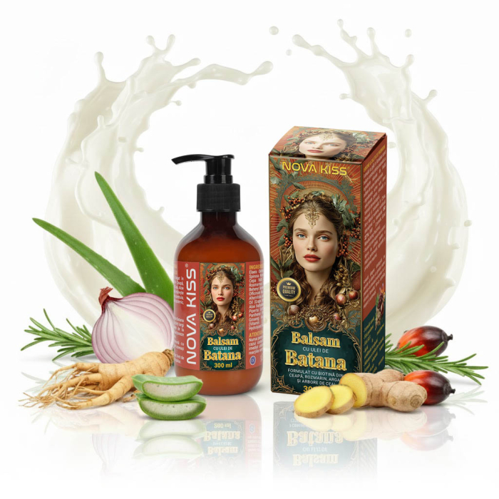 Balsam de Par cu Ulei de Batana pentru Cresterea si Regenerarea Parului NOVA KISS®, Premium, 300 ml-big
