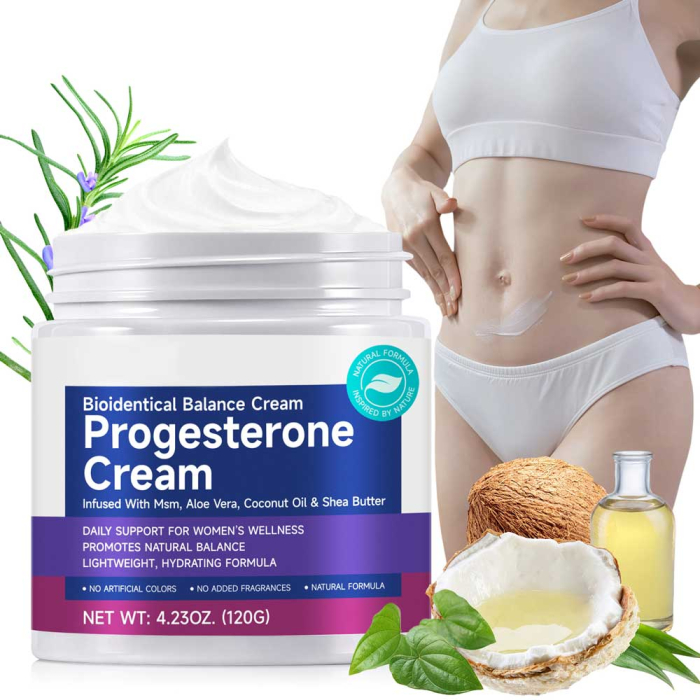 Crema cu Progesteron Bioidentic Natural pentru Suport Menopauza, Menstruatie si Echilibru Hormonal, 120 g-big