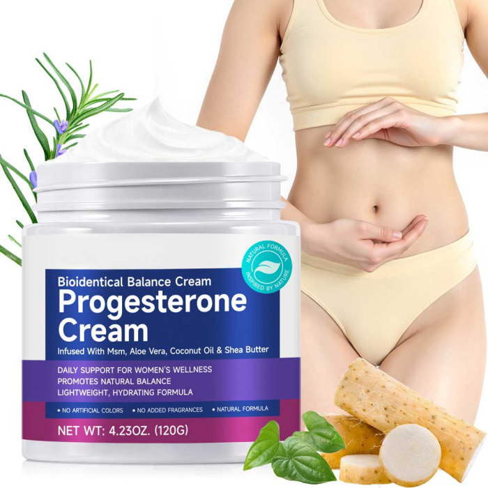 Crema cu Progesteron Bioidentic Natural pentru Suport Menopauza, Menstruatie si Echilibru Hormonal, 120 g-big