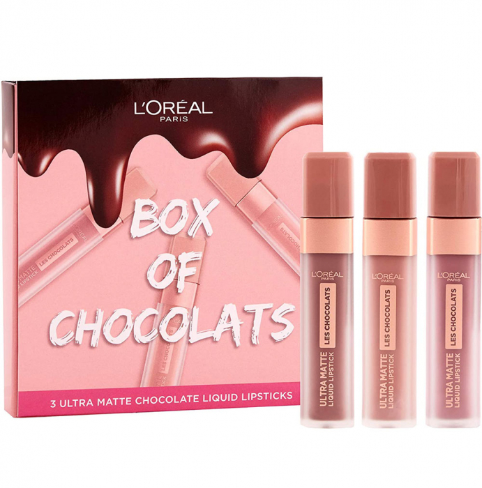 Set L Oreal Paris Box Of Chocolats Ultra-matte Liquid Lip, 3 Bucati