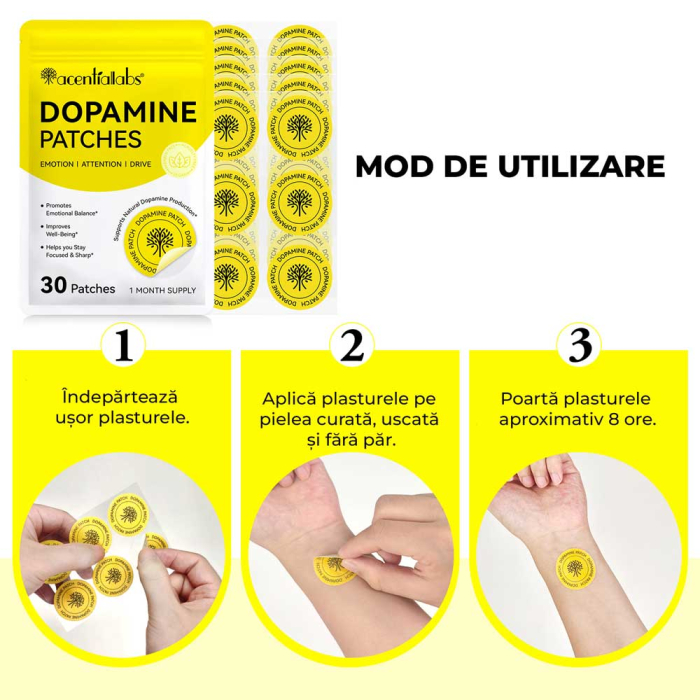 Plasturi Dopamina - Echilibru Emotional, Concentrare si Stare de Bine, 30 buc-big