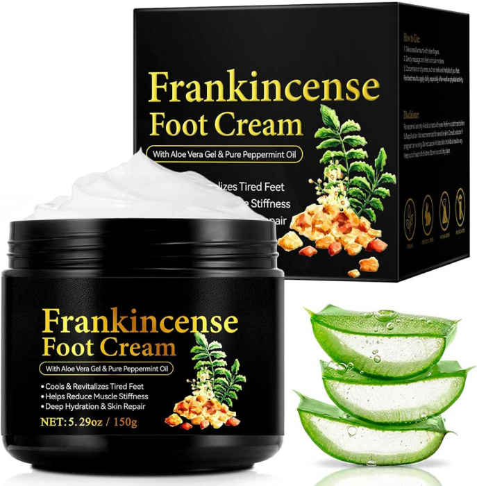 Crema pentru Picioare Crapate cu Tamaie, Aloe Vera si Ulei Pur de Menta, 150 g-big