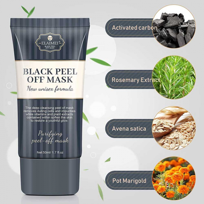 Mască Neagră cu Cărbune Activ, Rozmarin și Gălbenele, Curățare și Detoxifiere Ten, 50 ml-big